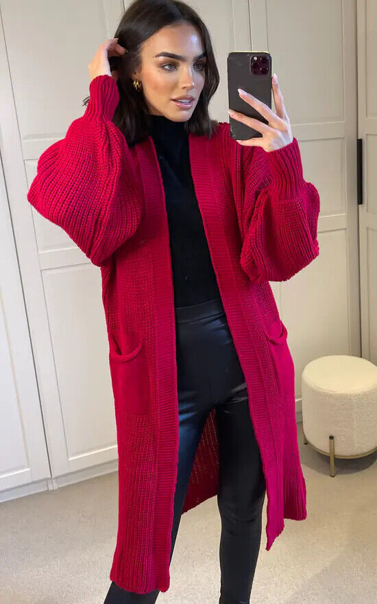 Damen Langer Strickmantel mit großzügigen Taschen ModeGeist