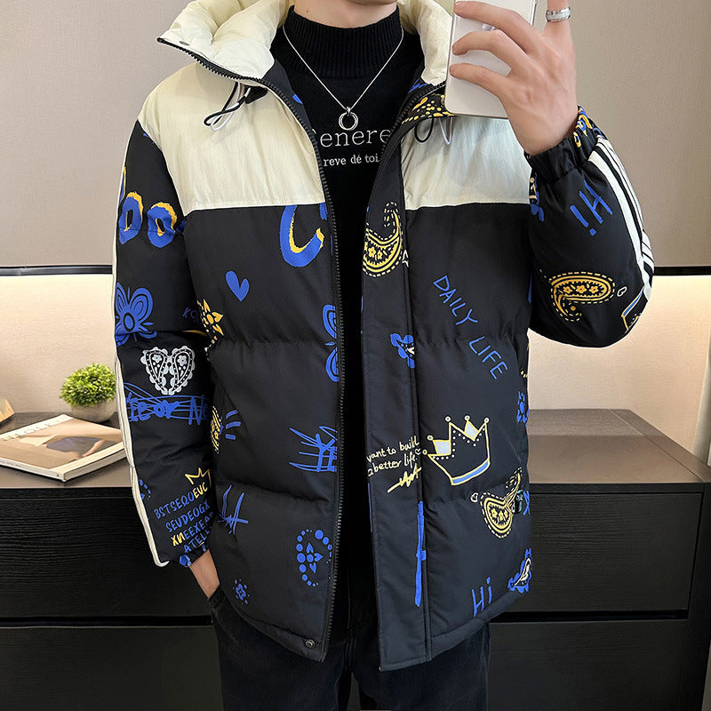 Herren modische und warme Steppjacke mit verstellbarer Kapuze ModeGeist