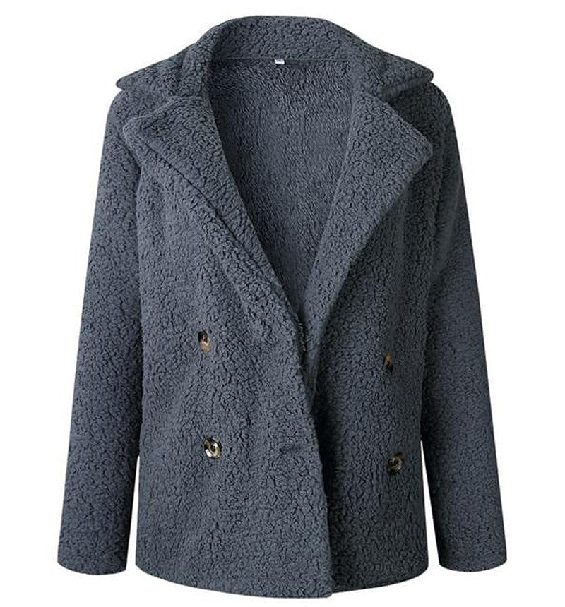Damen Flauschiger Doppelreiher Blazer aus Kunstfell ModeGeist