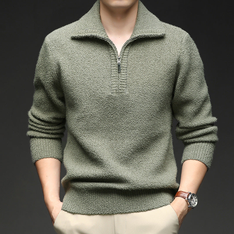 Herren Pullover mit hohem Kragen und Reißverschluss ModeGeist