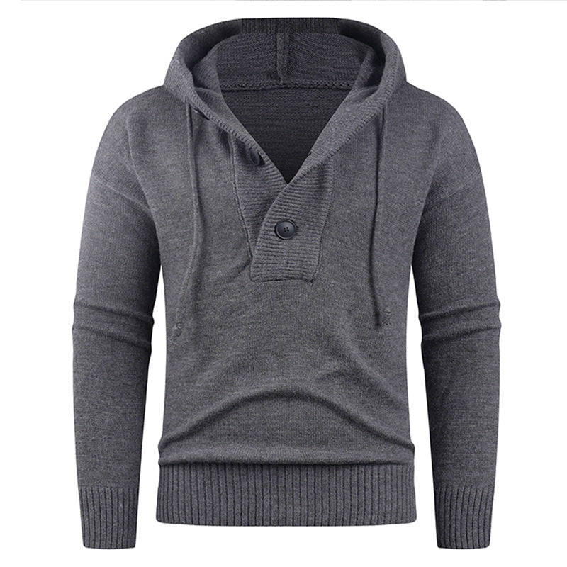 Herren modischer Pullover mit hohem Kragen und funktionalen Knöpfen ModeGeist
