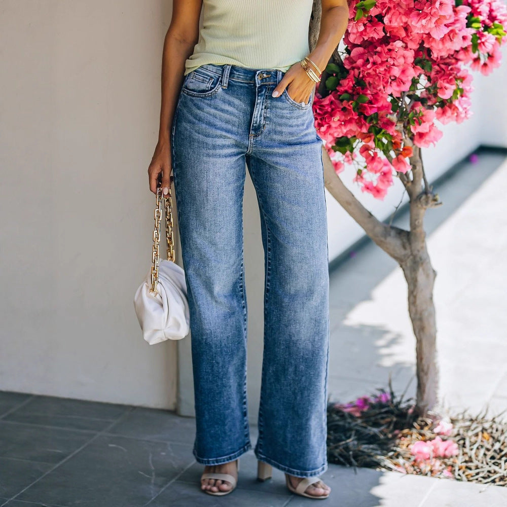 Damen Hight-Waist Jeans im lässigen Wide-Leg Schnitt ModeGeist