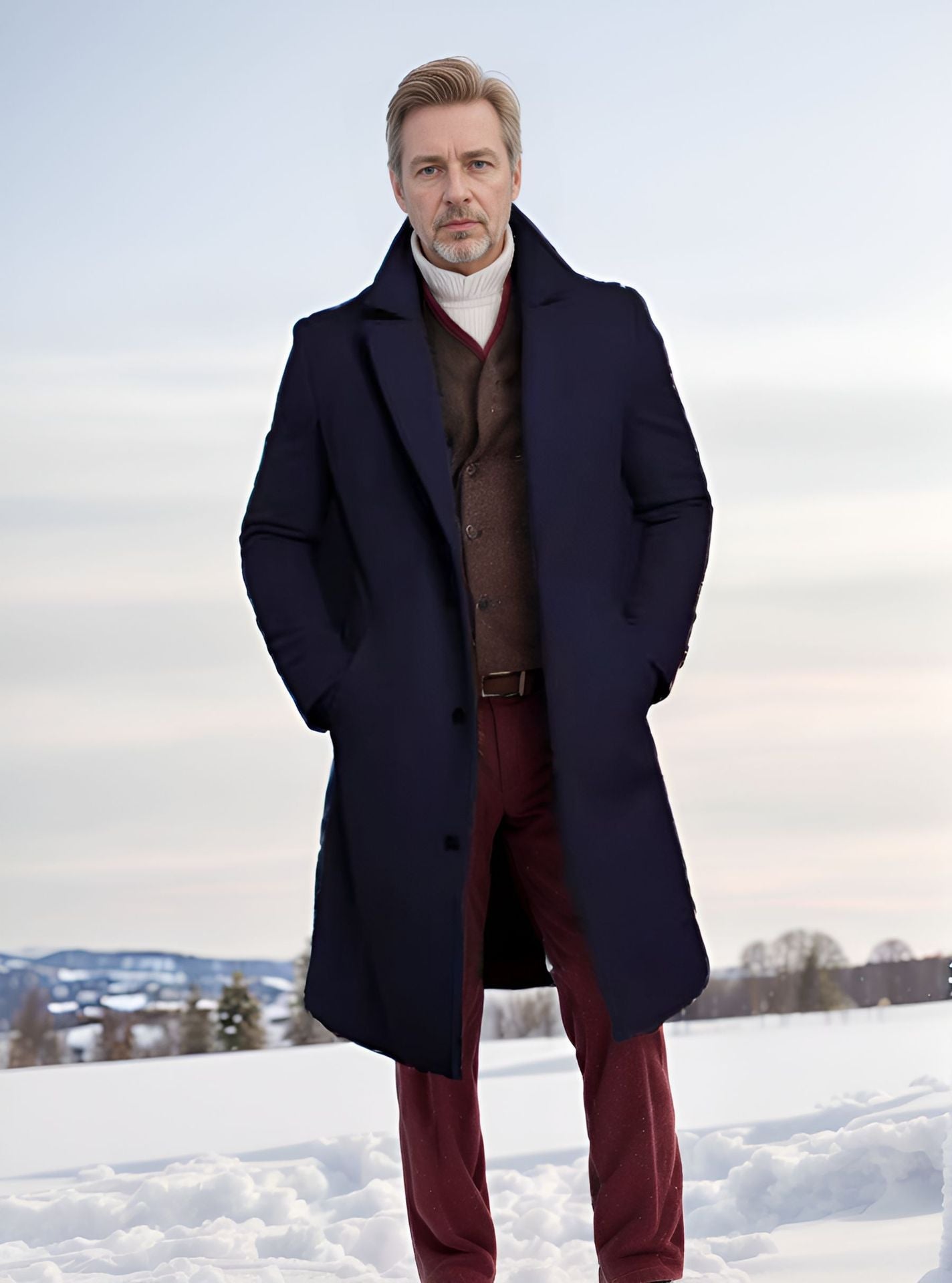 Herren schicker Wollmantel mit strukturiertem Obermaterial ModeGeist