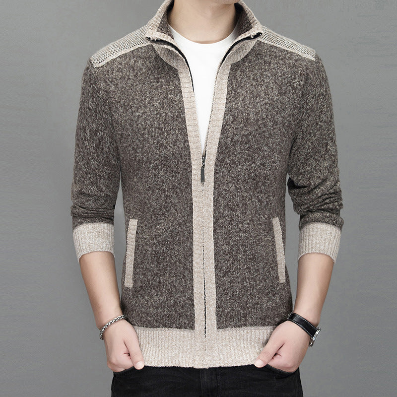 Herren Strickjacke mit modischem Zipper und hochgeschlossenem Kragen ModeGeist