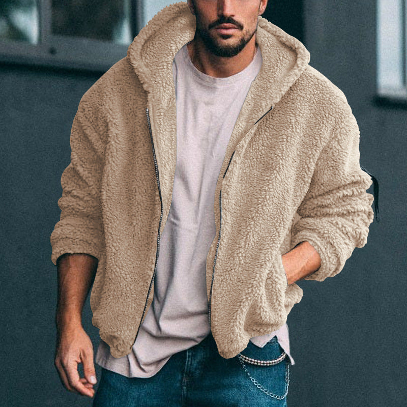 Herren weiche Fleece-Jacke mit hohem Kragen und praktischem Reißverschluss ModeGeist