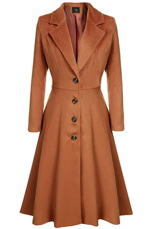 Damen Eleganter Wollmantel mit tailliertem Schnitt und langen Ärmeln ModeGeist