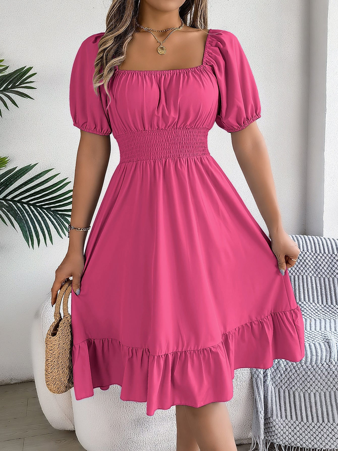 Leichtes Damen Sommerkleid mit Puffärmeln und ausgestelltem Rock von MODEGEIST