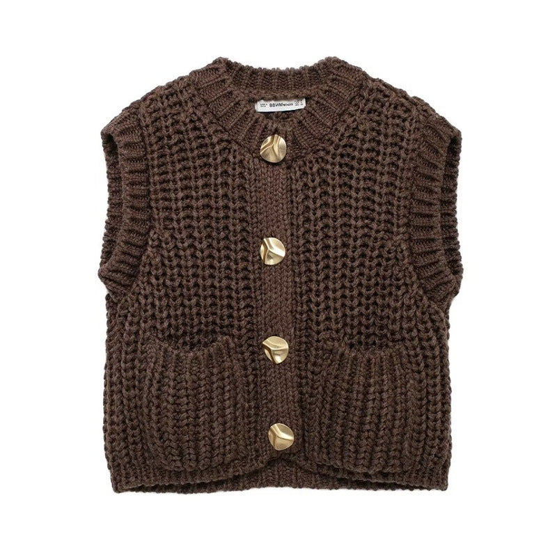 Damen modische Strickjacke mit Knopfleiste und Taschen ModeGeist
