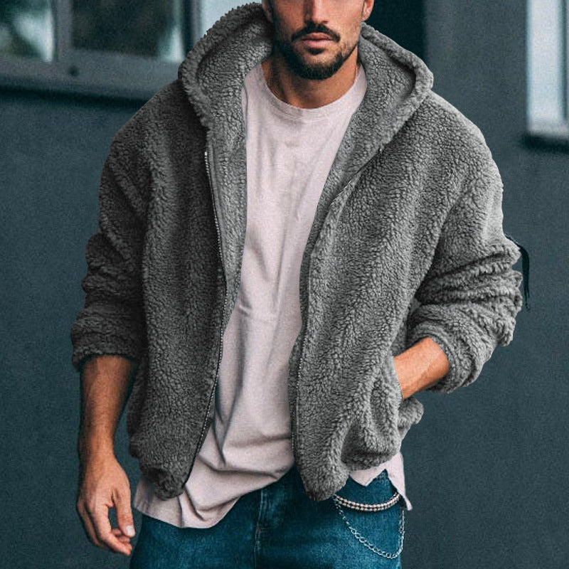 Herren weiche Fleece-Jacke mit hohem Kragen und praktischem Reißverschluss ModeGeist
