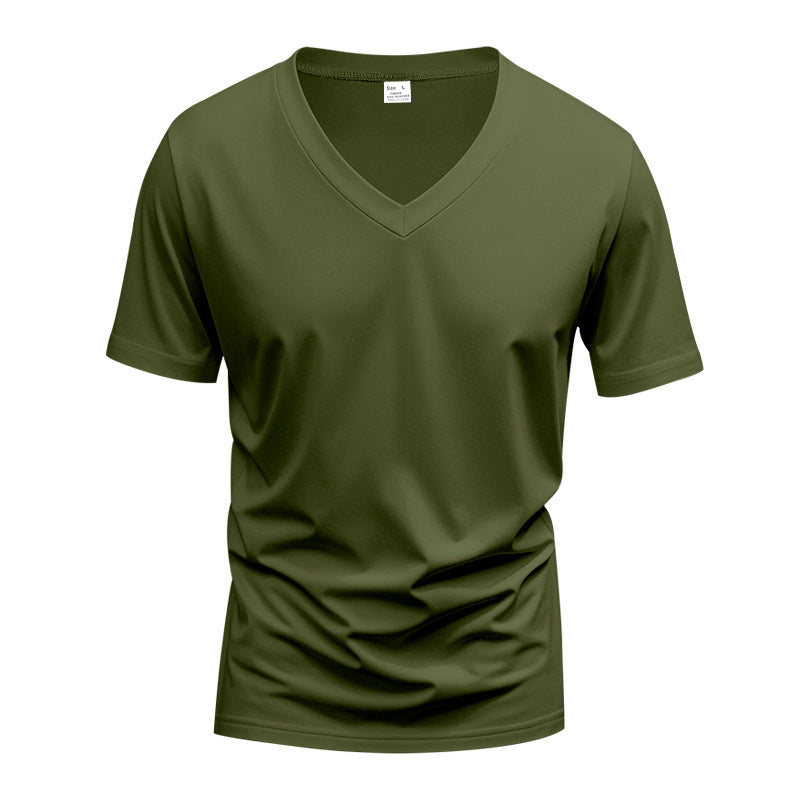 Herren V-Ausschnitt T-Shirt aus atmungsaktivem Baumwollmix mit modernem Schnitt ModeGeist