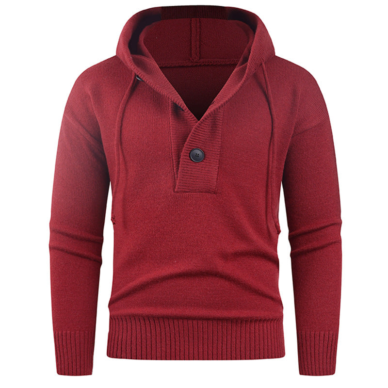 Herren modischer Pullover mit hohem Kragen und funktionalen Knöpfen ModeGeist