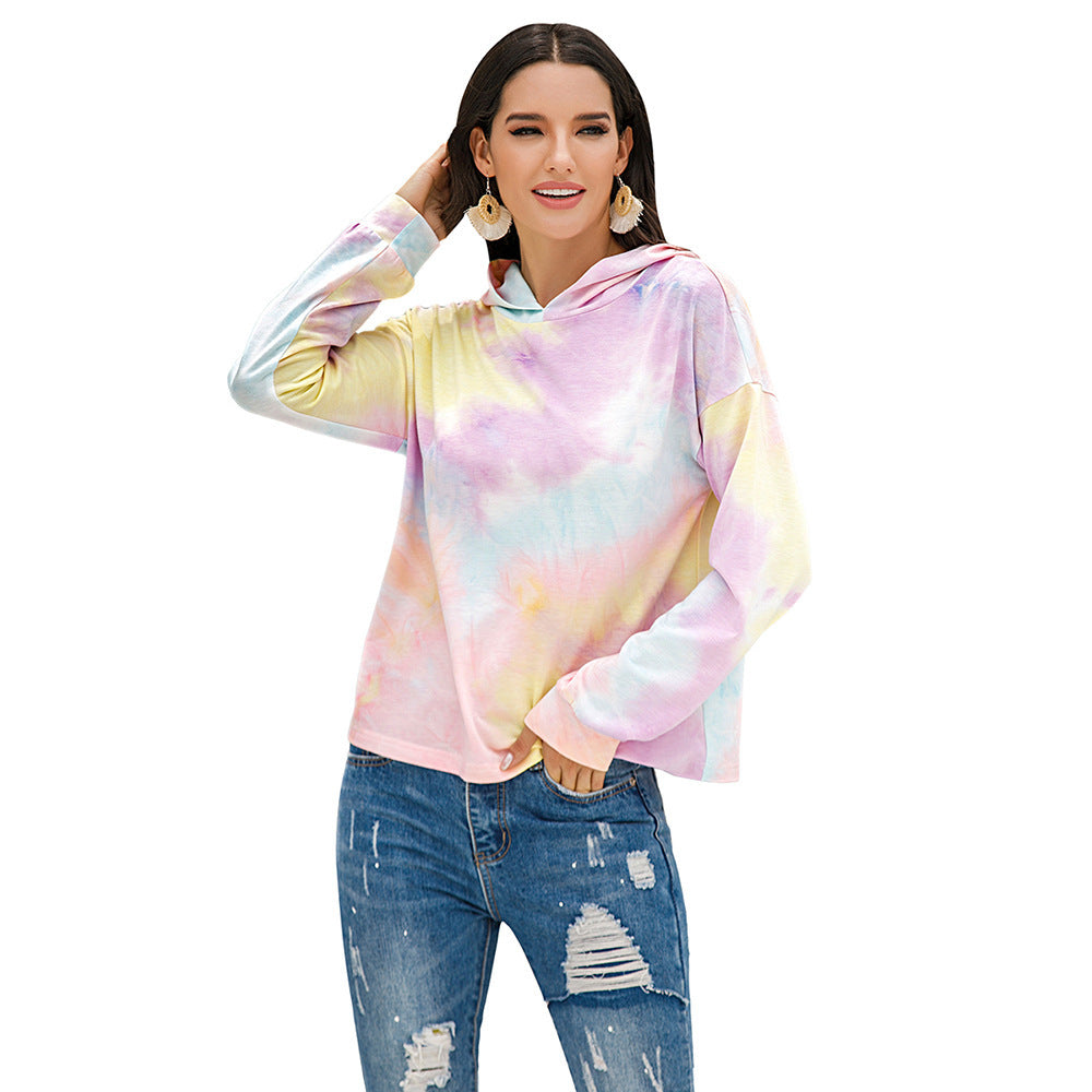 Damen lässiger Kapuzenpullover mit modernem Tie-Dye-Design ModeGeist