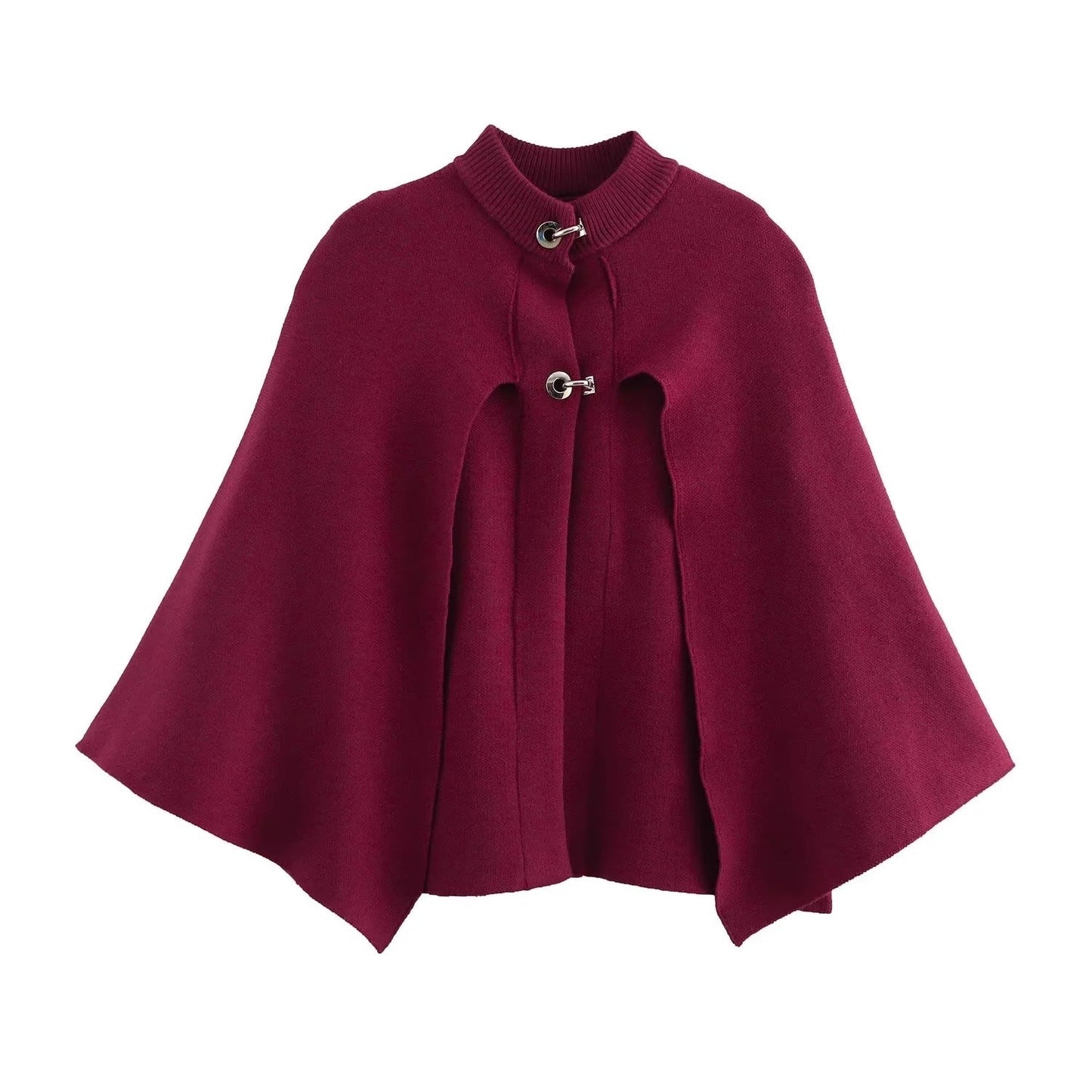 Damen modische Umhangjacke mit elegantem Stehkragen und dekorativen Knopfdetails ModeGeist