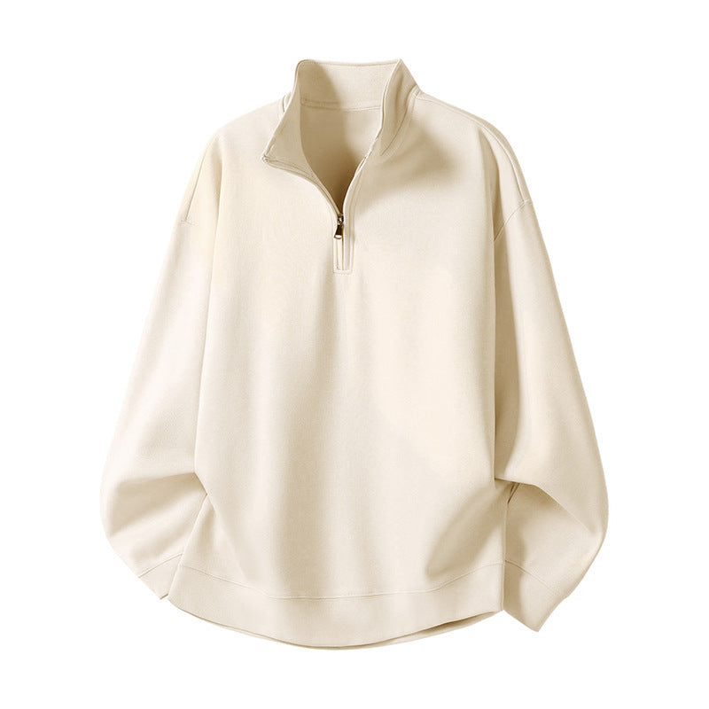 Damen Oversized Fleecepullover mit halb offenem Kragen ModeGeist