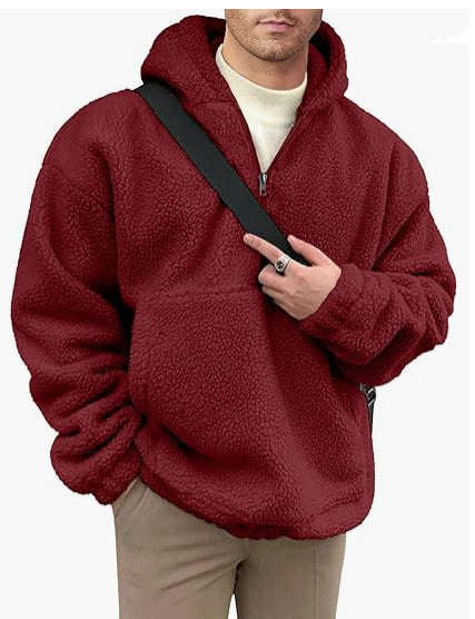 Herren kuscheliger Fleece-Pullover mit halbem Reißverschluss ModeGeist