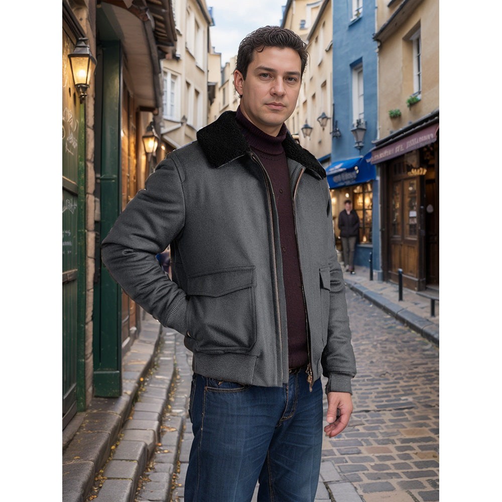 Herren Bomberjacke mit Fleece-Kragen und praktischen Taschen ModeGeist