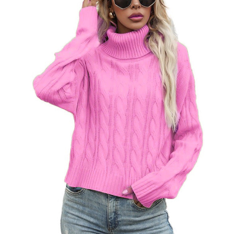 Damen Rollkragenpullover mit strukturiertem Zopfmuster und lässigem Schnitt ModeGeist