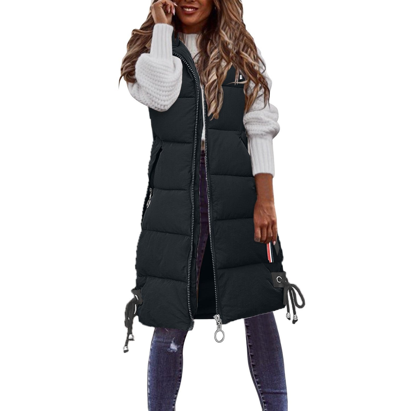 Damen Modische Steppweste mit praktischen Taschen und verstellbarem Gummizug ModeGeist
