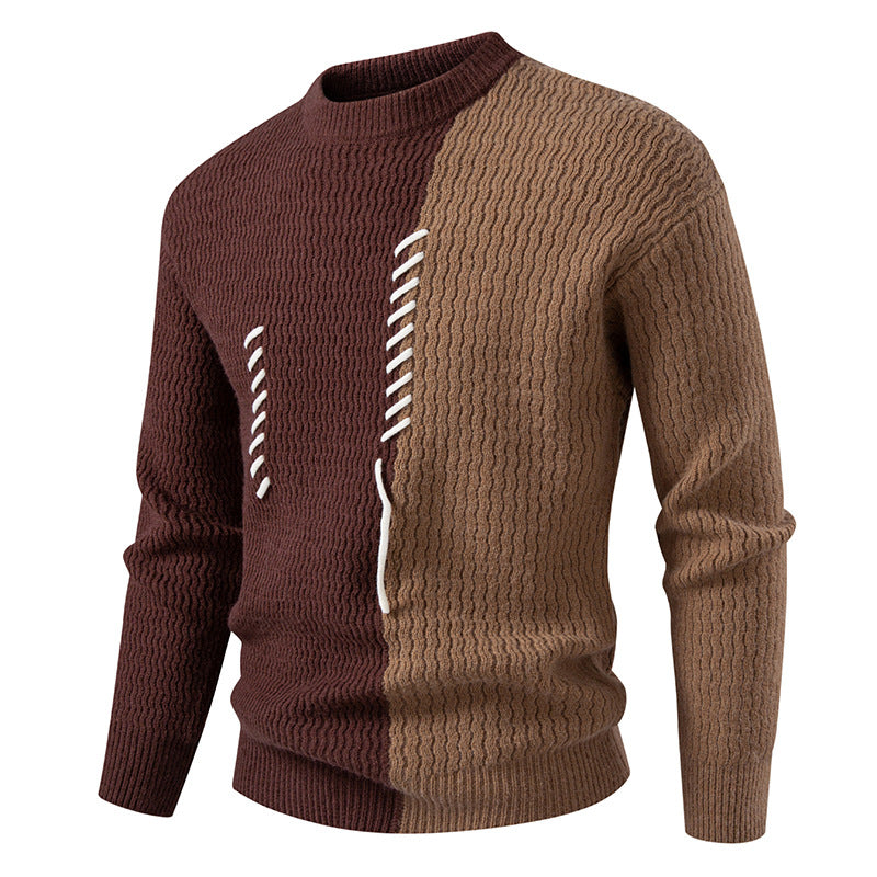 Herren Grobstrickpullover mit asymmetrischem Muster und dekorativem Detail ModeGeist