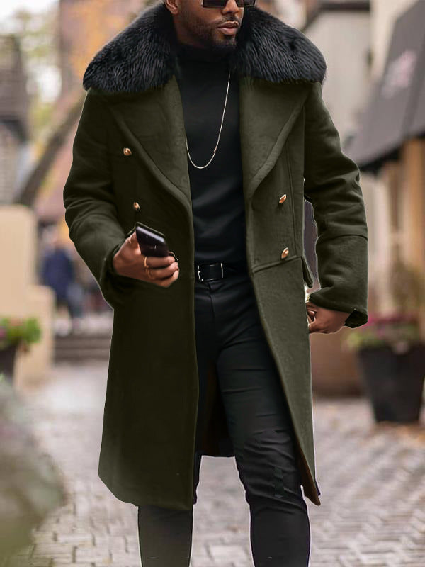 Herren eleganter Langmantel mit luxuriösem Fellkragen ModeGeist