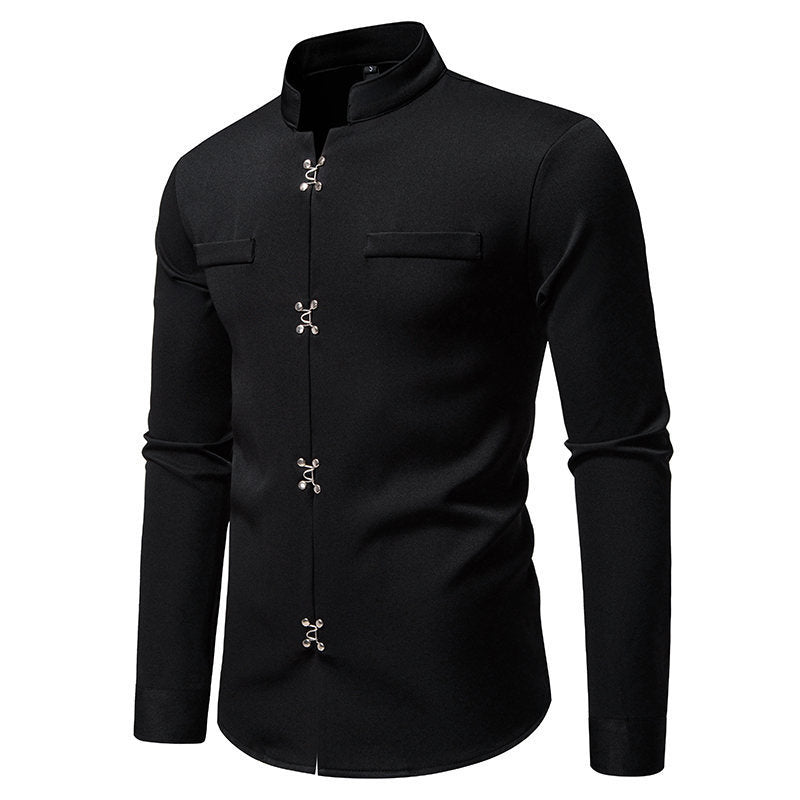 Herren Hemd mit asiatischem Knopfdesign ModeGeist