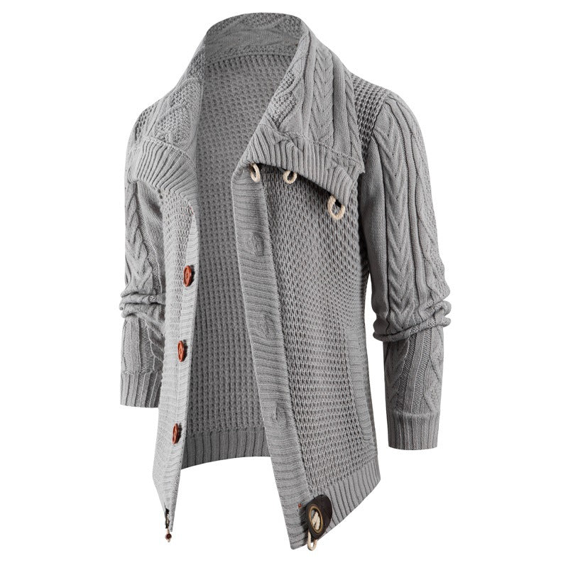 Herren Grobstrick Strickjacke mit umschlagbarem Halsausschnitt ModeGeist