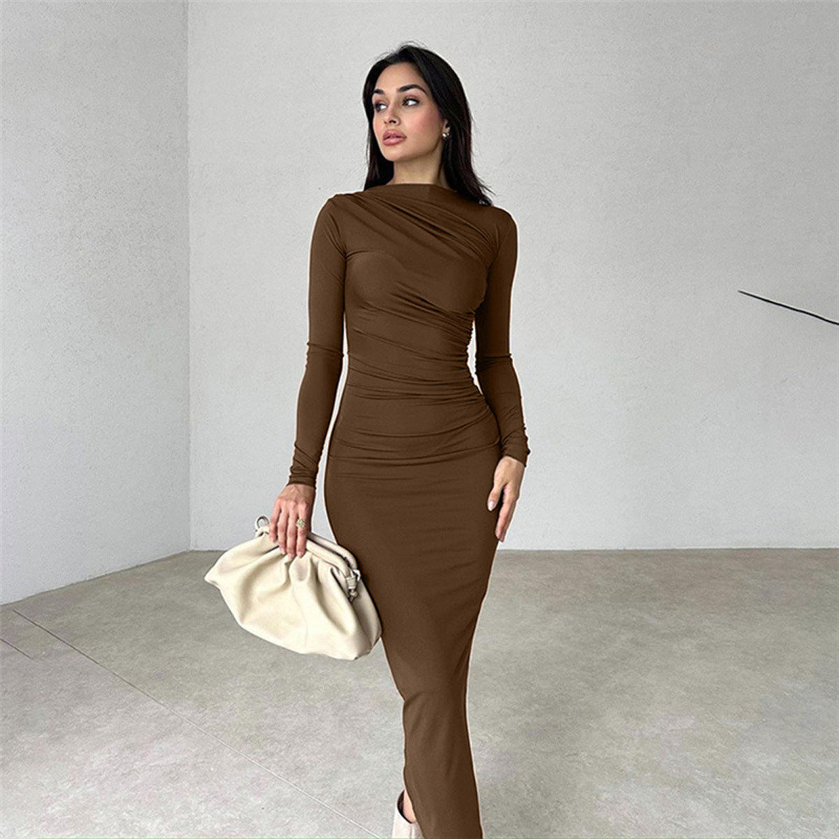 Damen Elegantes Wickelkleid mit langen Ärmeln und figurbetonendem Schnitt ModeGeist