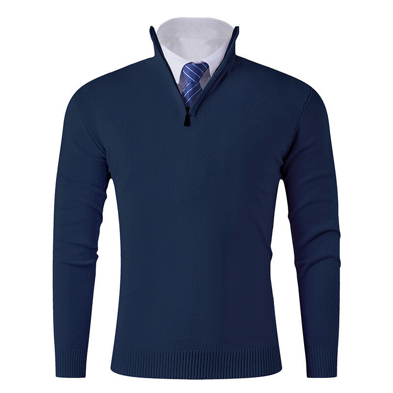 Herren Strickpullover mit modernem Reißverschluss und elastischem Saum ModeGeist