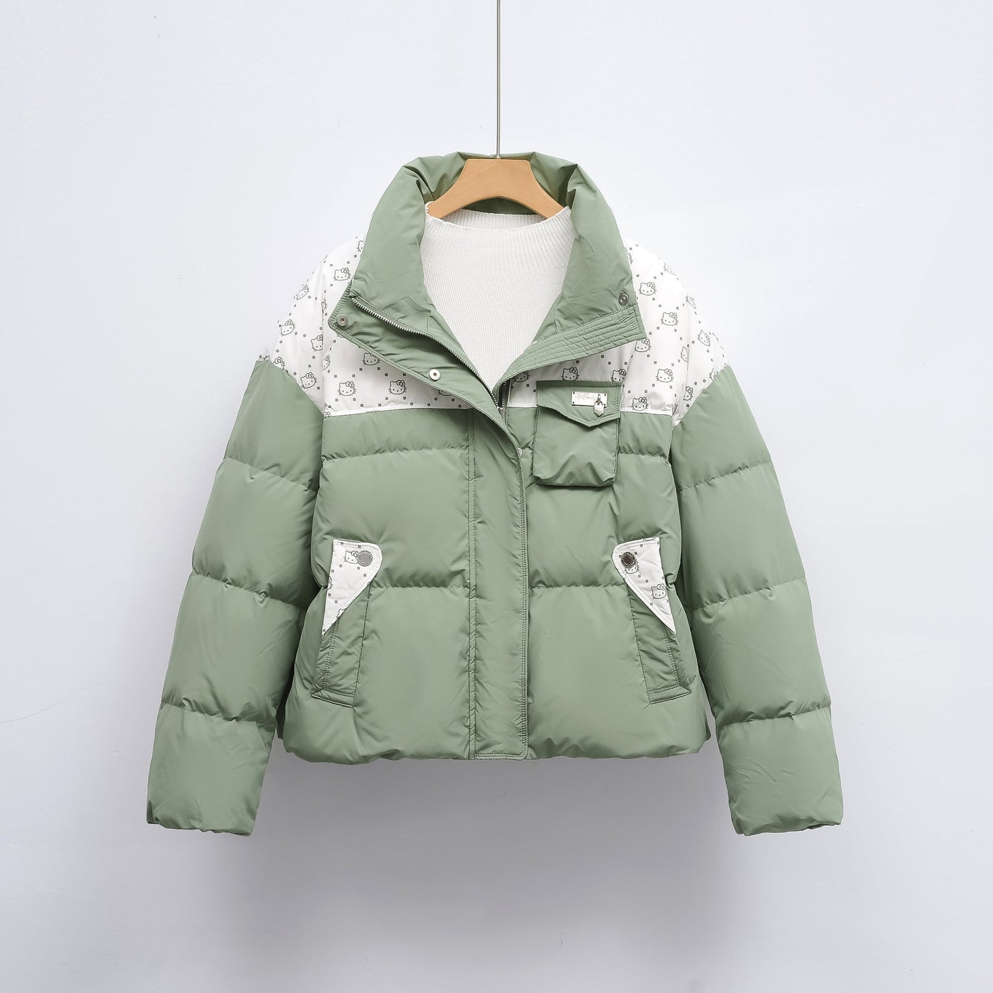 Damen Steppjacke mit hochschließendem Kragen und modischem Muster ModeGeist
