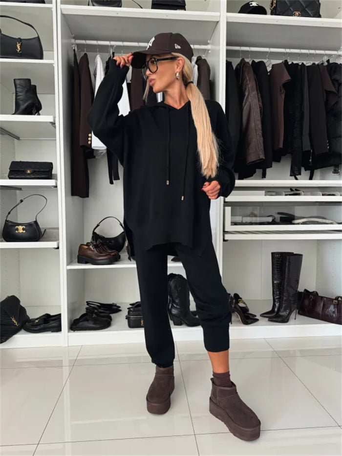 Damen gemütliches Hoodie- und Jogginghose-Set mit seitlichen Taschen ModeGeist