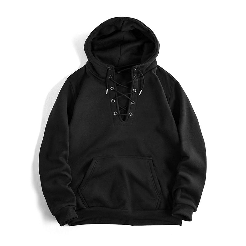 Damen Kapuzenpullover mit raffiniertem Schnürdesign und praktischer Kängurutasche ModeGeist