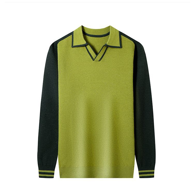Herren Feinstrickpullover mit V-Ausschnitt und modischem Kontrastdesign ModeGeist