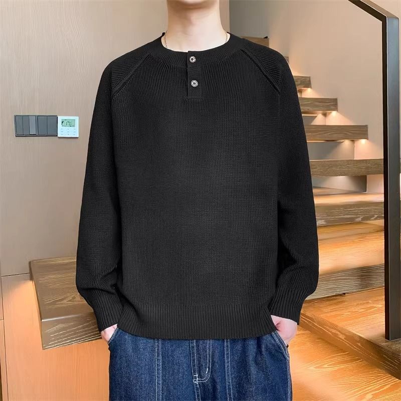 Herren Strickpullover mit umschaltbarem Kragen und hochwertiger Textur ModeGeist