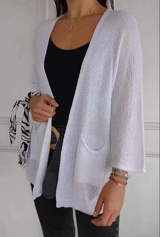 Damen lässige Strickjacke mit offener Vorderseite und praktischen Taschen ModeGeist