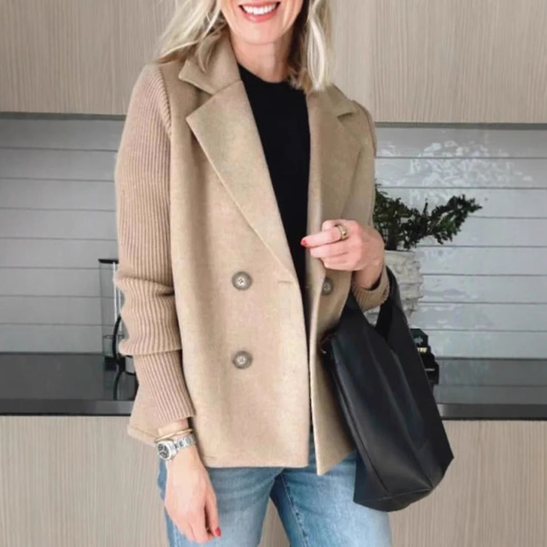 Damen Modische Doppelreihige Blazerjacke mit strukturierten Ärmeln ModeGeist