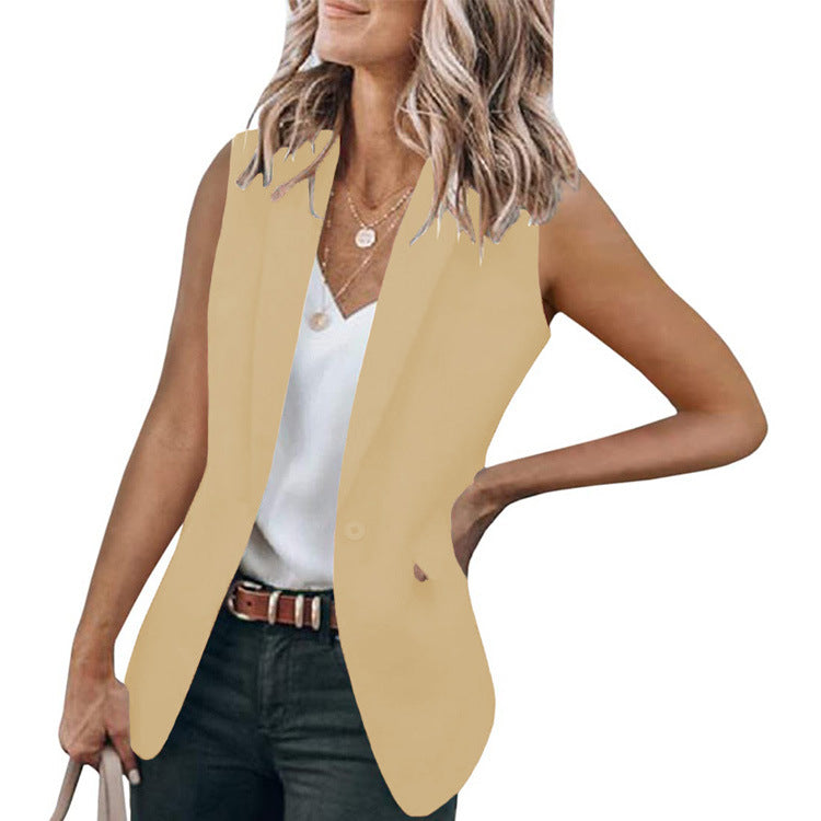 Damen ärmelloser Blazer mit modernen Taschen ModeGeist