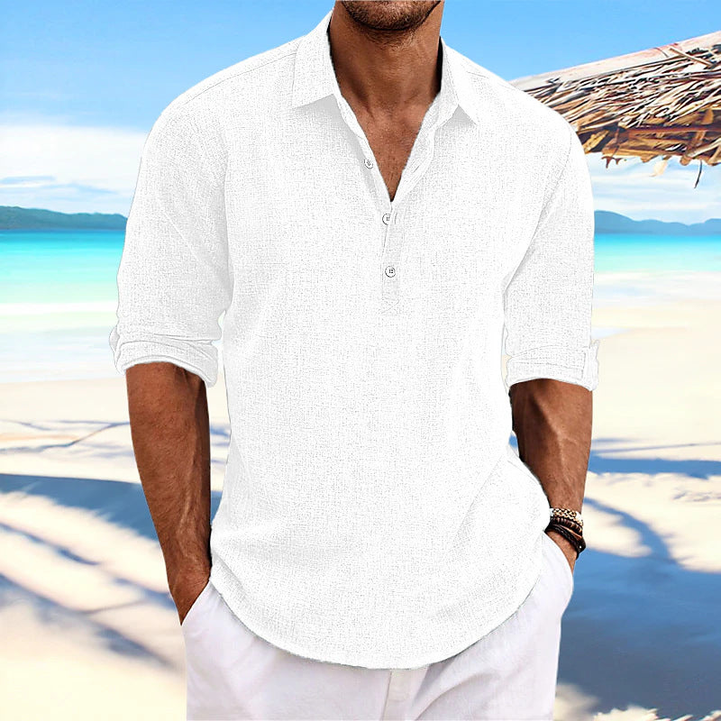 Herren lässiges Langarm-Henley-Shirt mit strukturierter Oberfläche ModeGeist
