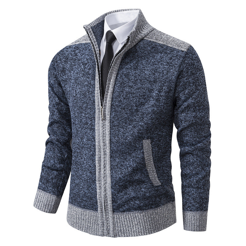 Herren gesteppte Strickjacke mit hohem Kragen und praktischen Taschen ModeGeist
