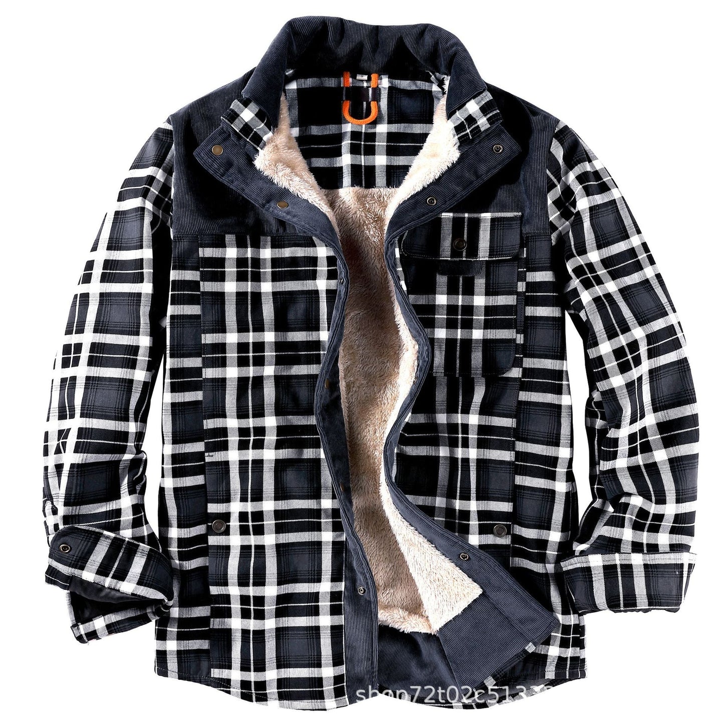 Herren gefütterte Karojacke mit Teddyfell-Hausschicht und praktischen Taschen ModeGeist