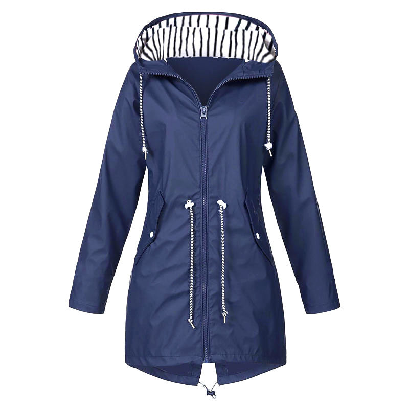 Damen wasserabweisende Freizeitjacke mit verstellbarem Kapuzenkragen und funktionalen Taschen ModeGeist