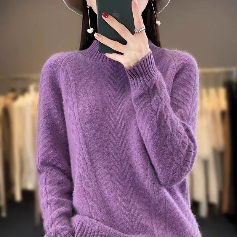 Damen Grobstrickpullover mit Zopfmuster und elegantem Rundhalsausschnitt ModeGeist