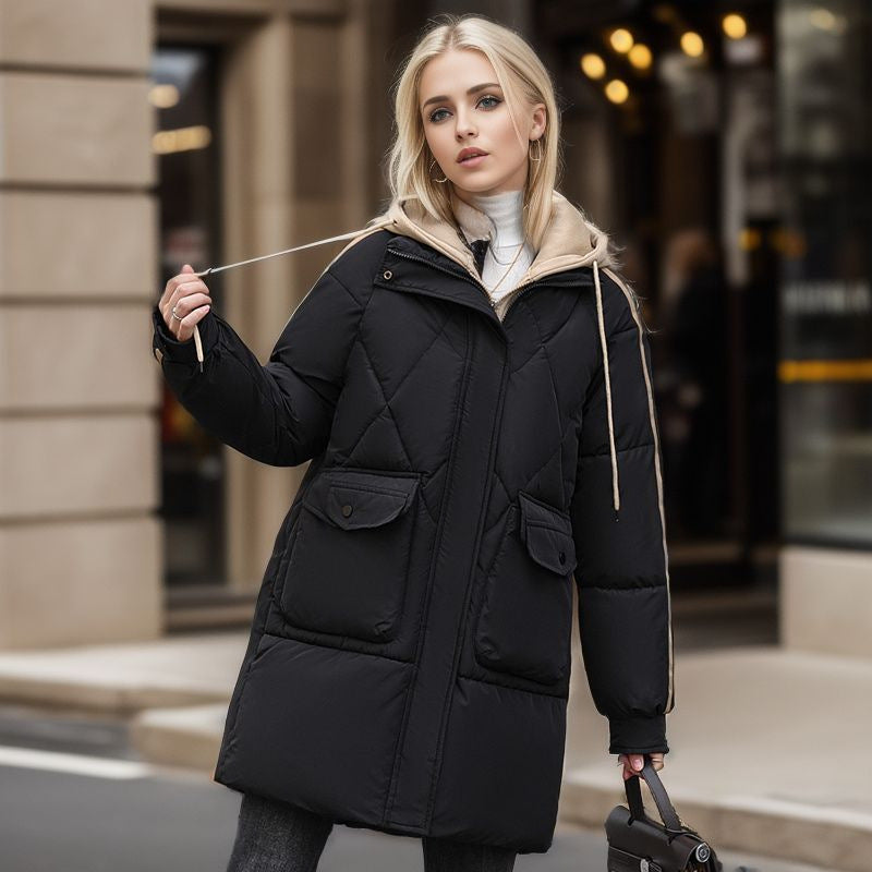 Damen gesteppte Winterjacke mit abnehmbarer Kapuze ModeGeist