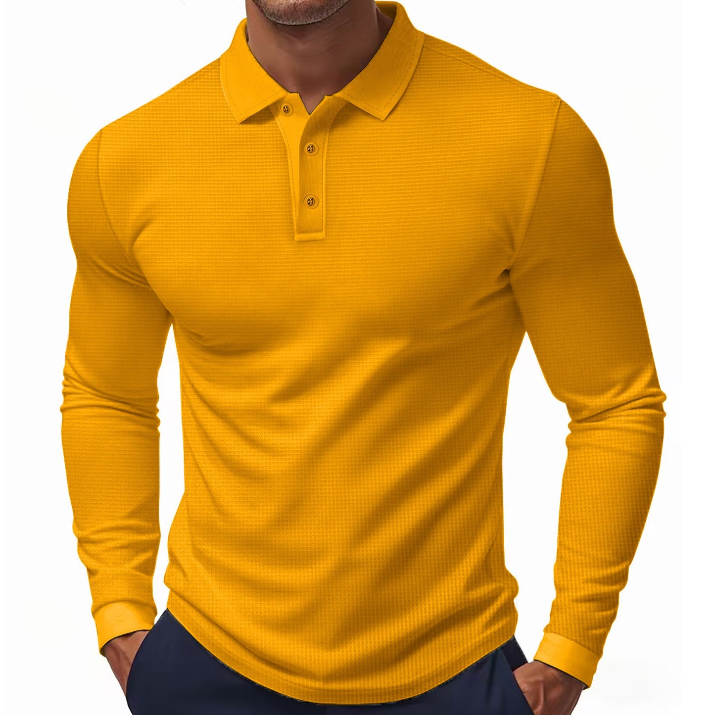 Herren Langarm-Polohemd im strukturierten Design mit modernem Schnitt ModeGeist