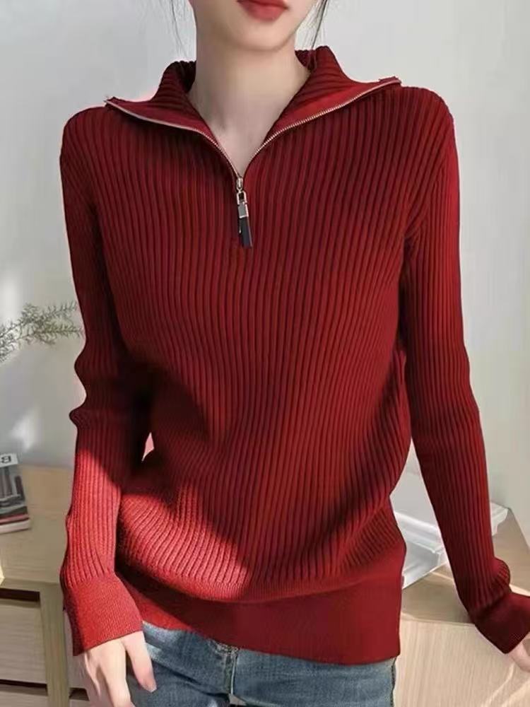 Damen Pullover mit Stehkragen und Reißverschluss ModeGeist