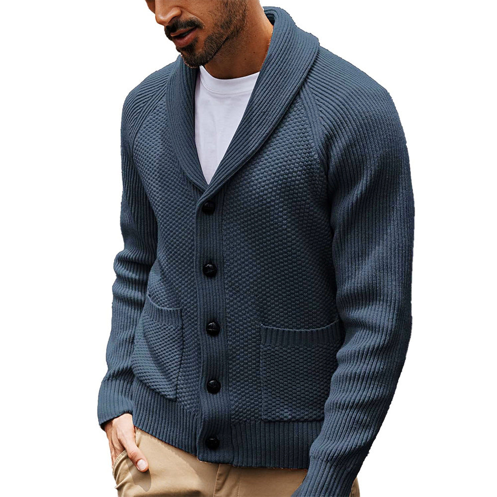 Herren Strickjacke mit strukturiertem Design und praktischem Schalkragen ModeGeist