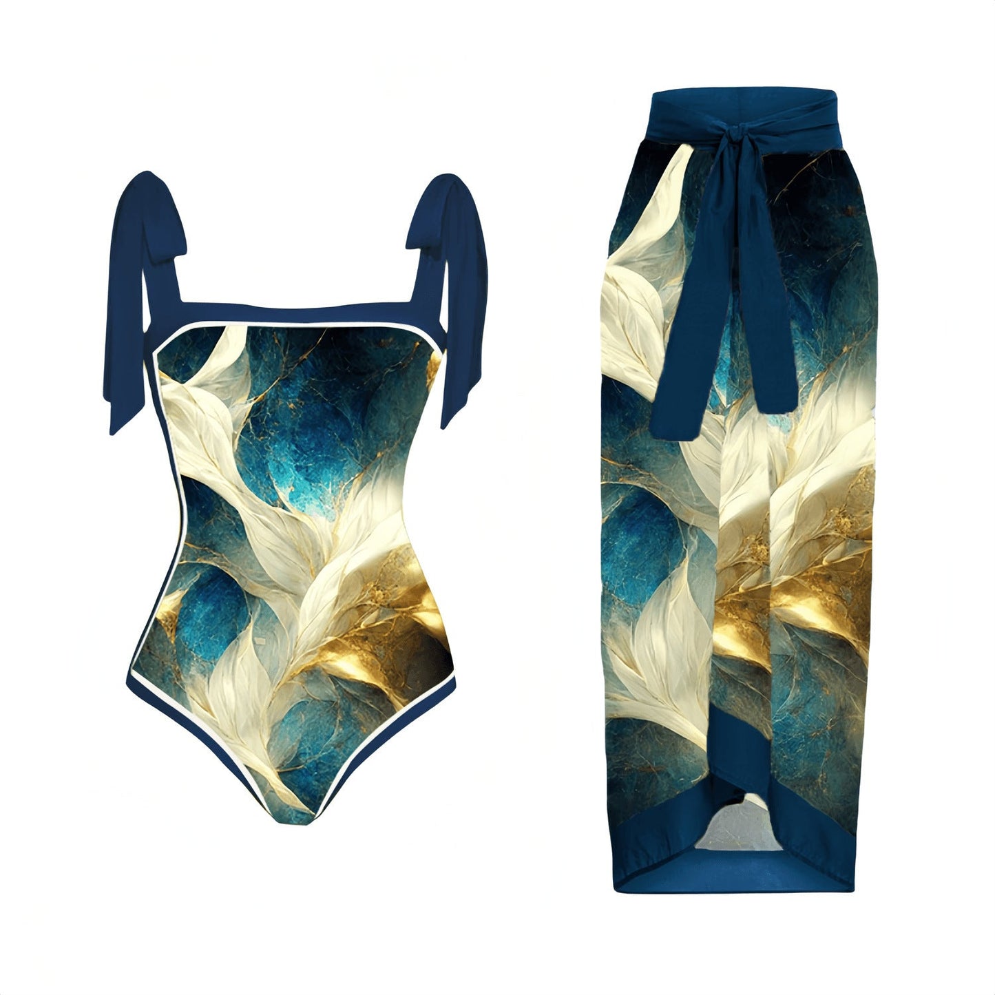 Elegantes Damen Bademode-Set mit Maxirock und Bindebändern von MODEGEIST
