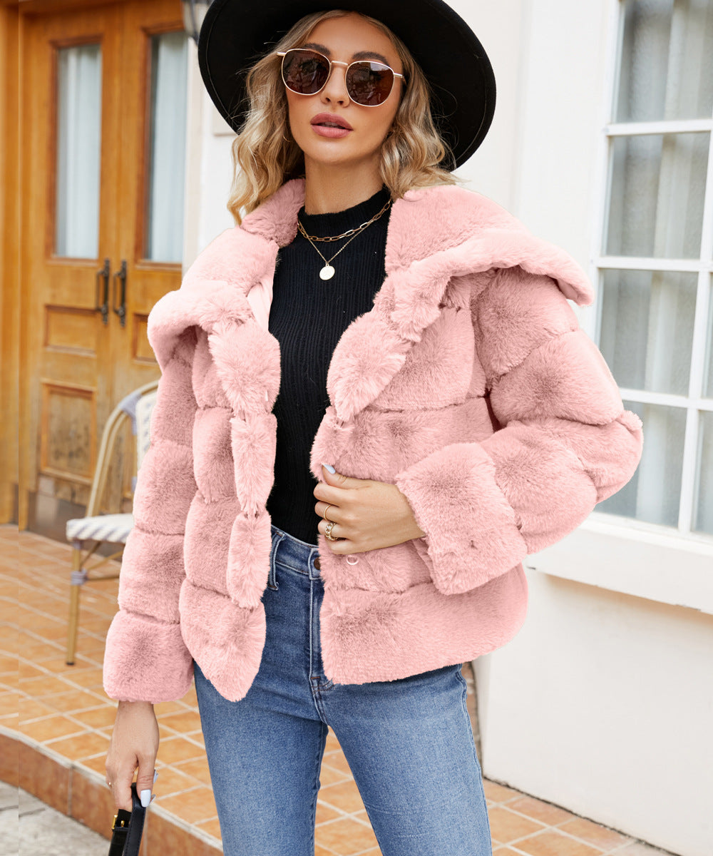 Damen Fleece-Puffjacke mit Kapuze ModeGeist
