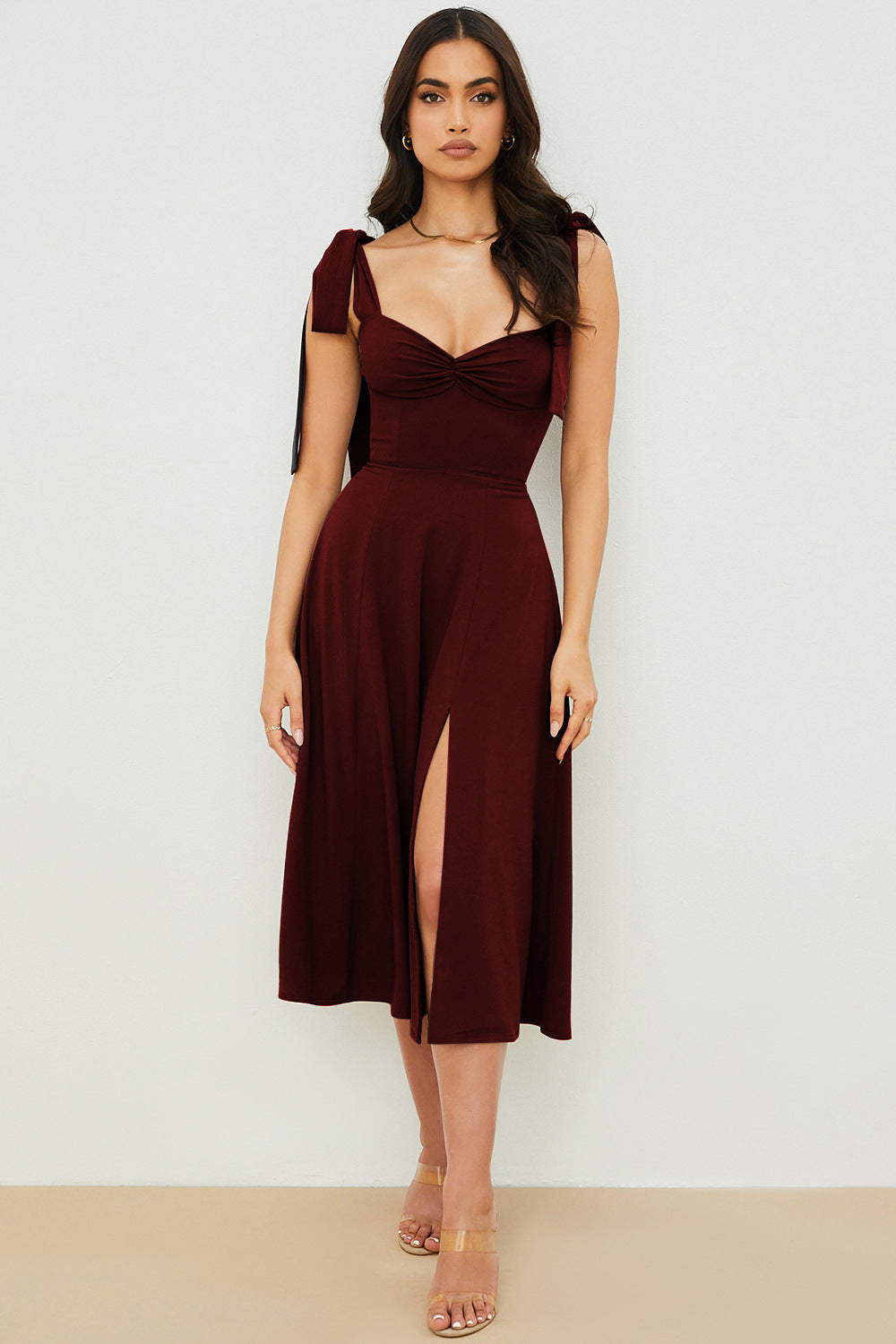Modisches Damen Sommerkleid ohne Ärmel mit Schleifendetails