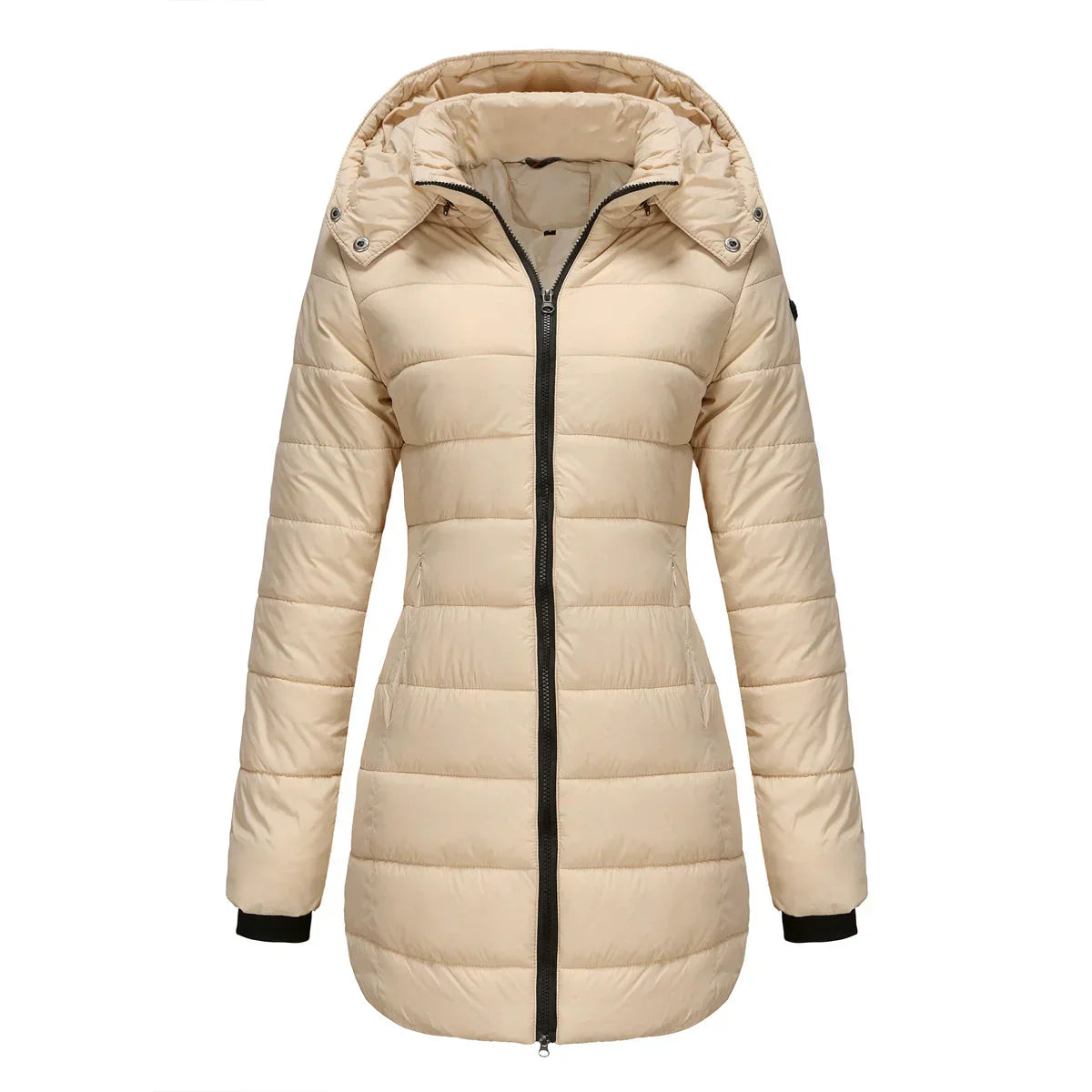 ModeGeist | Pufferjacke - Gefüttert - Abnehmbare Kapuze - Gerippte Bündchen - Mittellange Passform