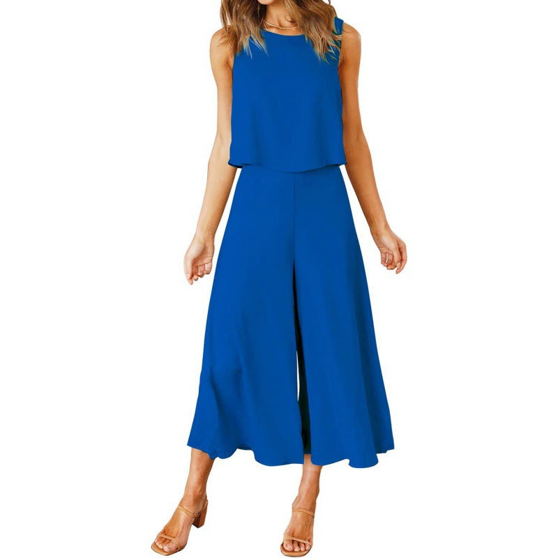 Damen Jumpsuit mit fließendem Schnitt und weitem Bein ModeGeist